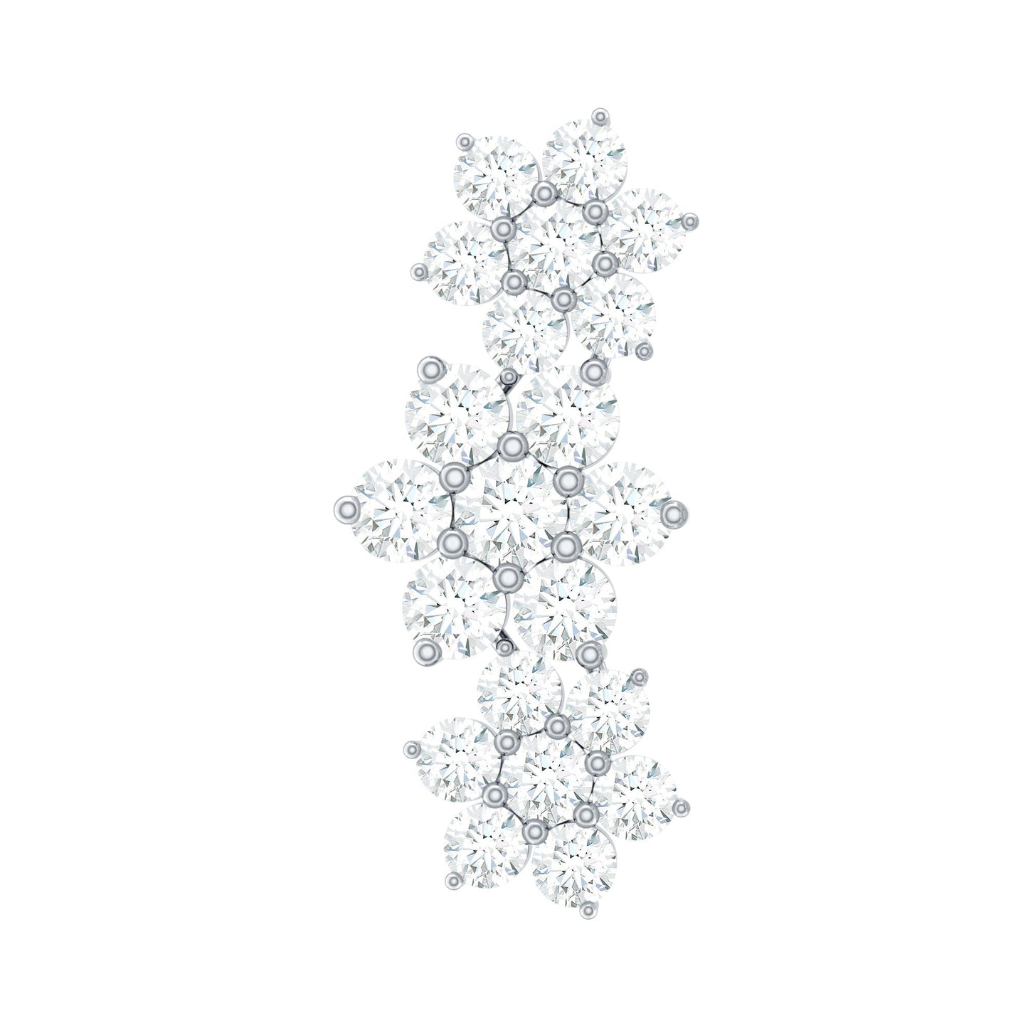 Certified Moissanite Flower Ear Climber Earring