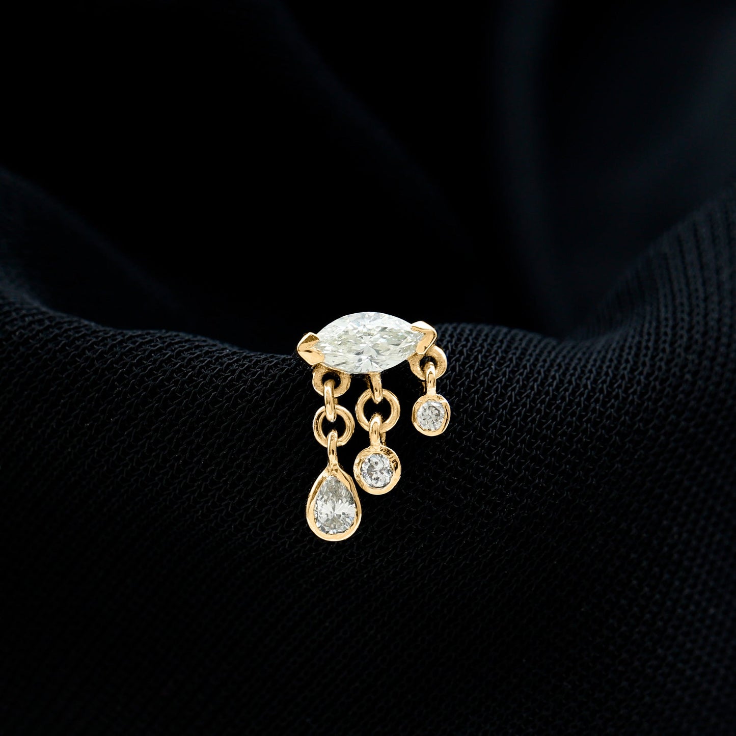 Marquise Diamond Drop Earring for Helix Piercing