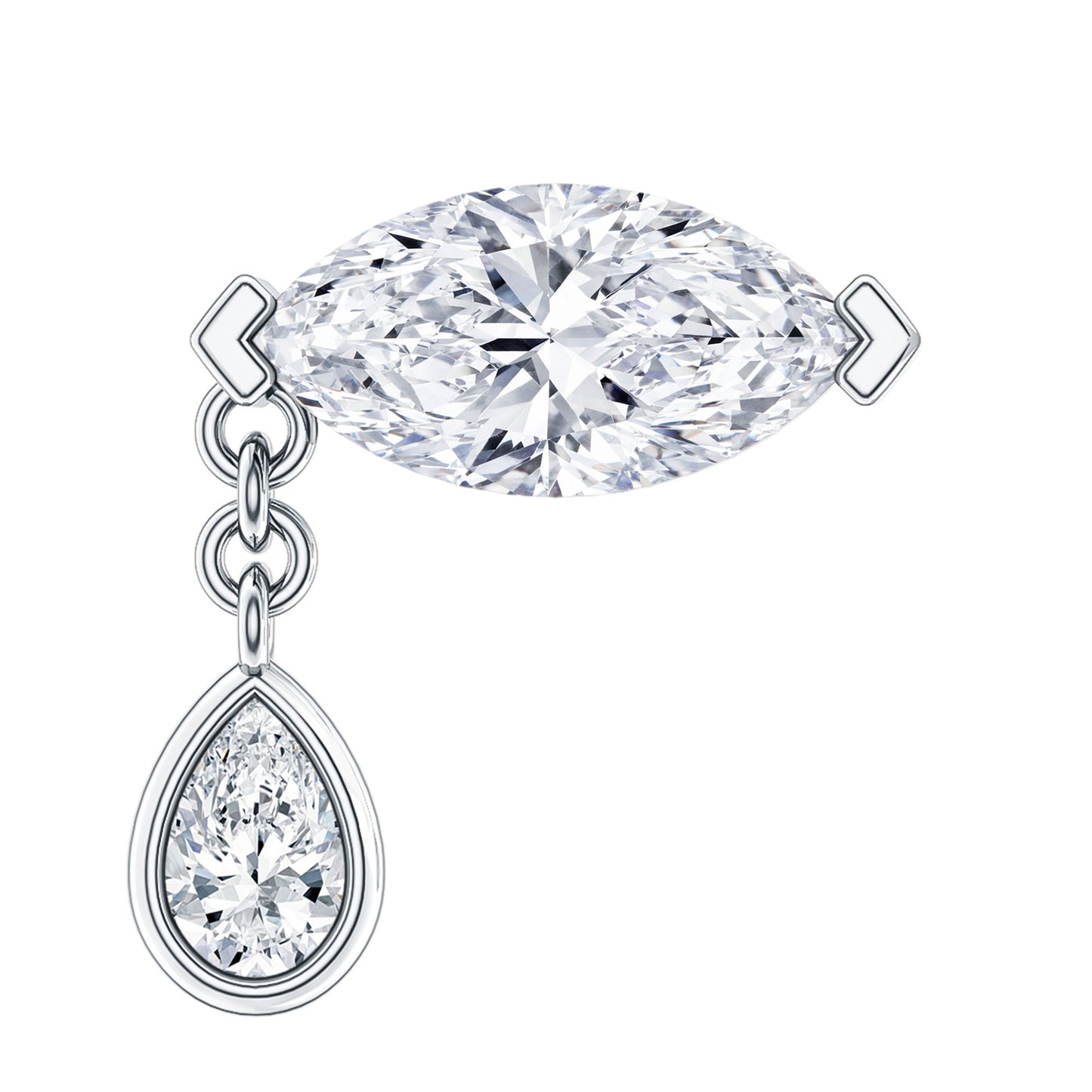 Real Marquise Diamond Cartilage Drop Earring