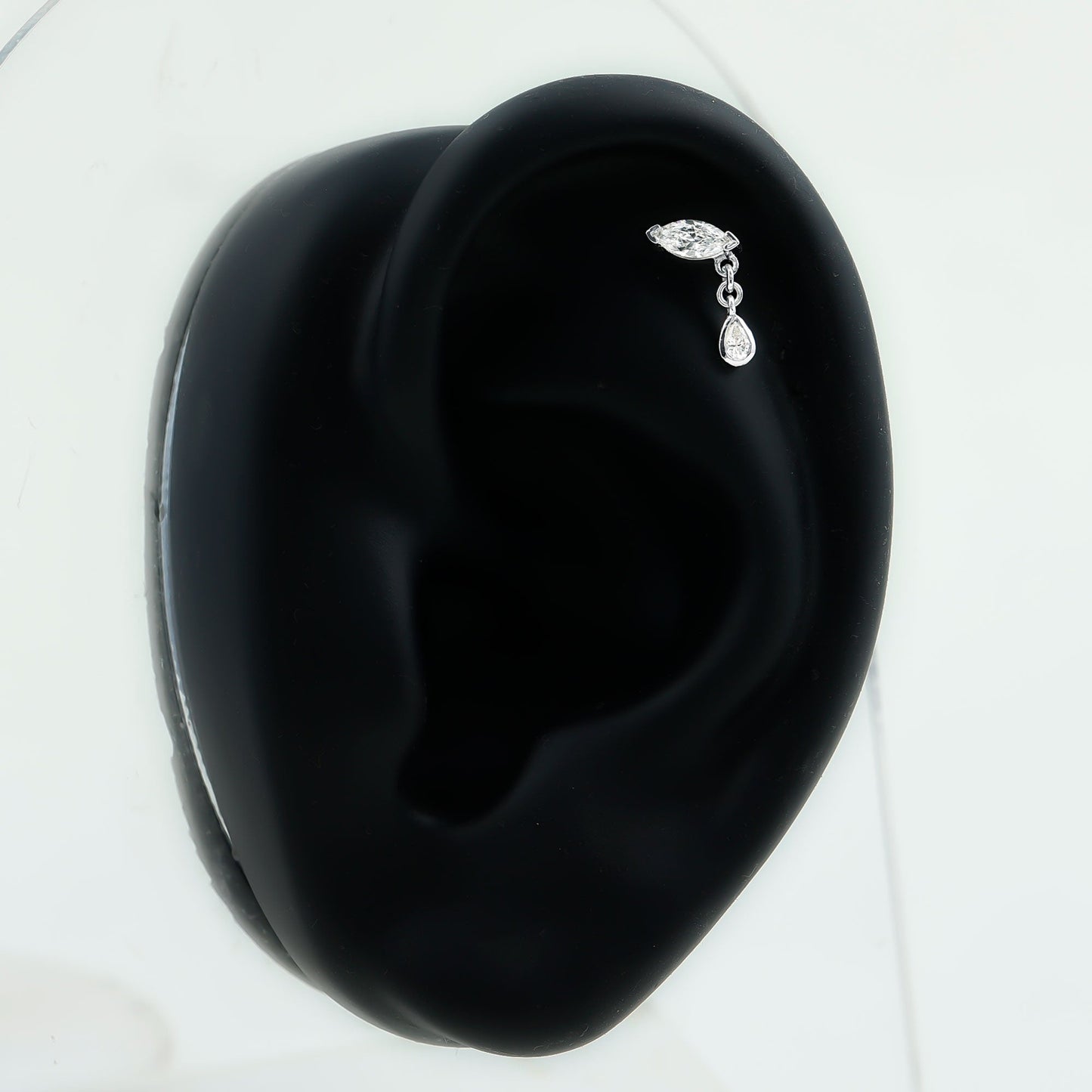 Real Marquise Diamond Cartilage Drop Earring