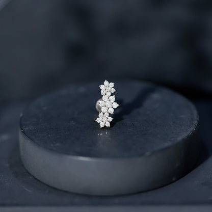 Certified Moissanite Flower Ear Crawler Earring for Women