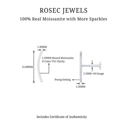 Certified Moissanite Curved Climber Earring for Her