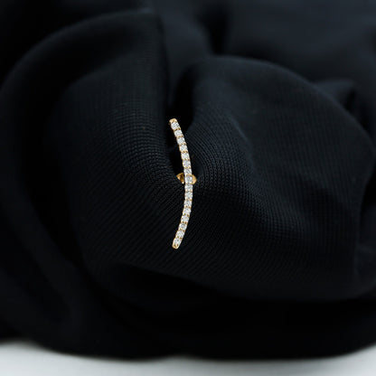 Certified Moissanite Curved Climber Earring for Her
