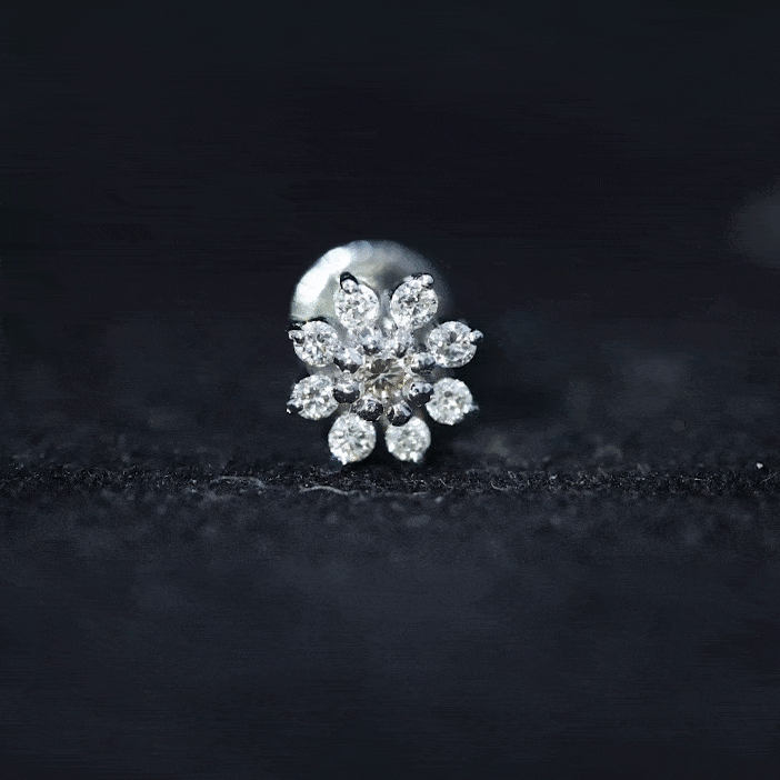 Minimalist Moissanite Flower Cartilage Earring