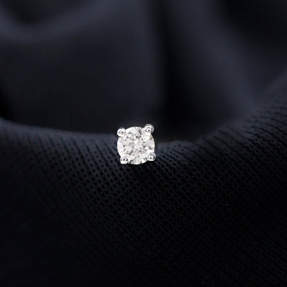 Dainty Round Moissanite Solitaire Tragus Earring
