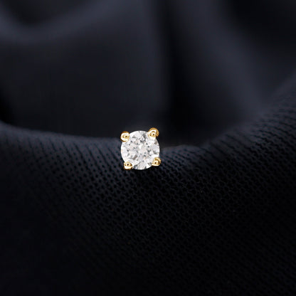 Dainty Round Moissanite Solitaire Tragus Earring