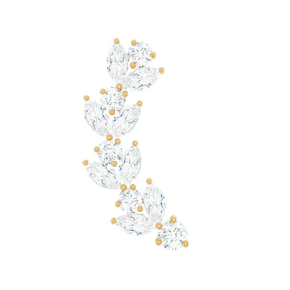 Nature Inspired Diamond Leaf Crawler Helix Earring