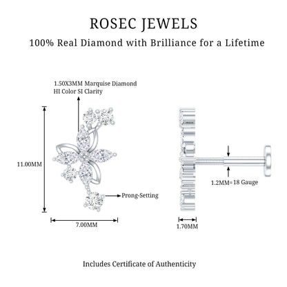Diamond Flower Crawler Earring