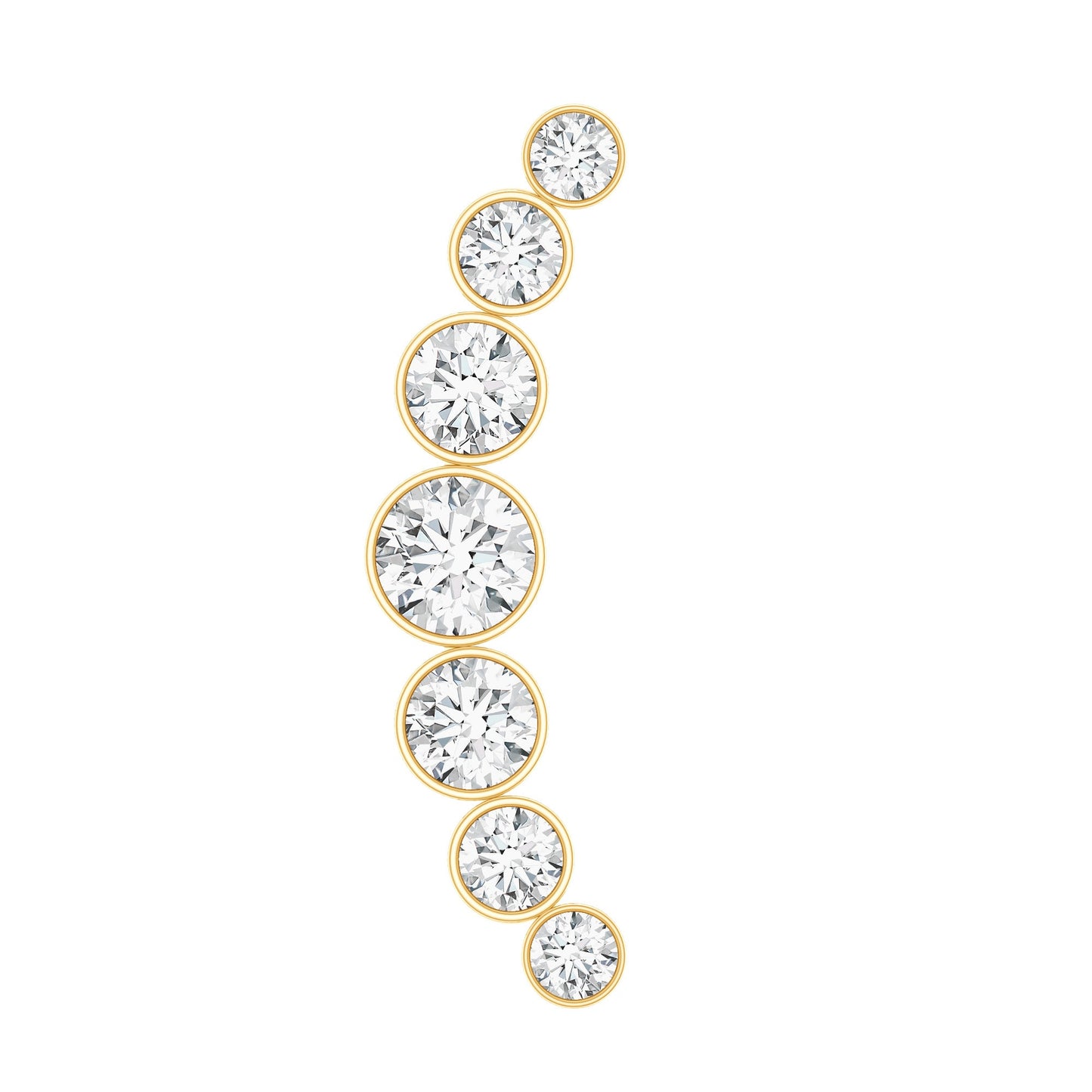 Graduated Bezel Set Moissanite Curved Crawler Earring