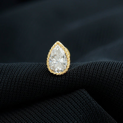 Solitaire Diamond Teardrop Stud Earring for Helix Piercing