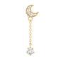 Moissanite Celestial Chain Drop Earring for Helix Piercing