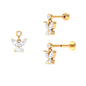 Marquise Moissanite Butterfly Dangly Earring for Helix Piercing