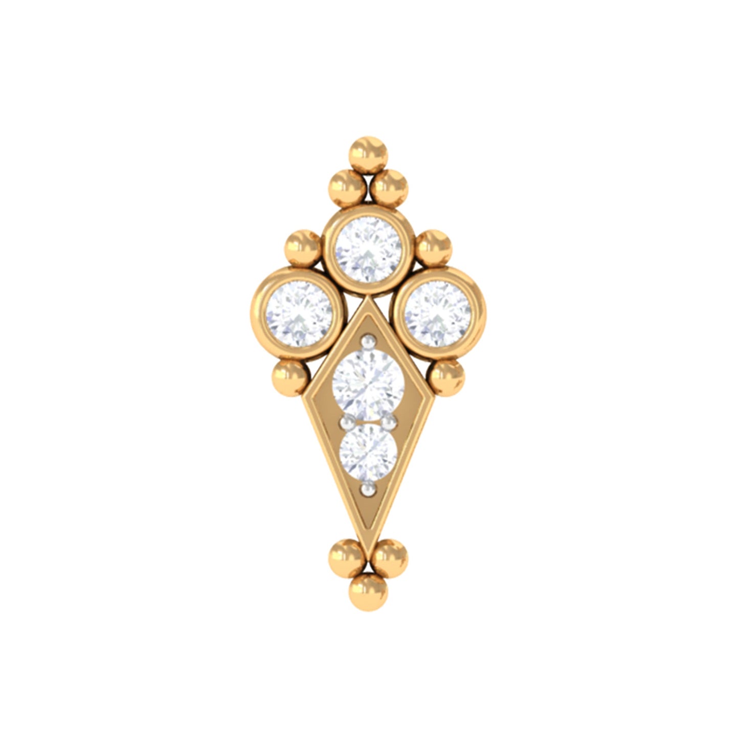 Diamond Art Deco Cartilage Earring with Beads