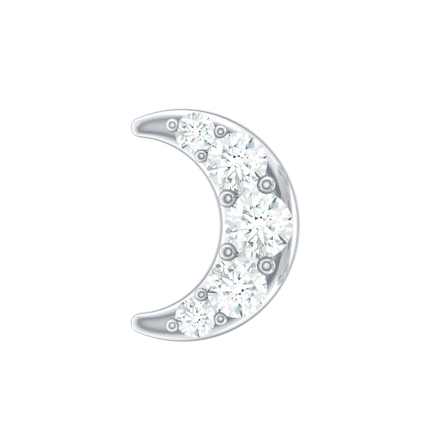 Moissanite Crescent Moon Helix Earring for Women
