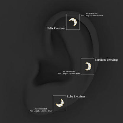 Moissanite Crescent Moon Helix Earring for Women