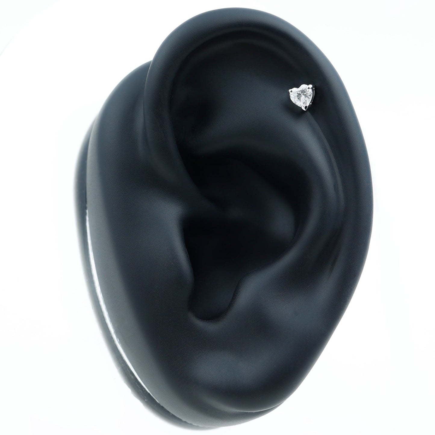 Heart Shape Moissanite Earring for Tragus Piercing