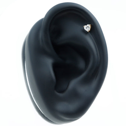 Heart Shape Moissanite Earring for Tragus Piercing
