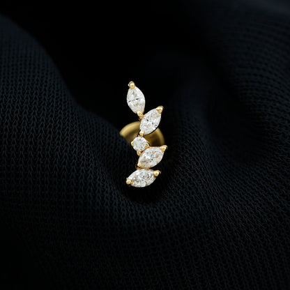 Marquise Shape Diamond Leaf Crawler Helix Earring