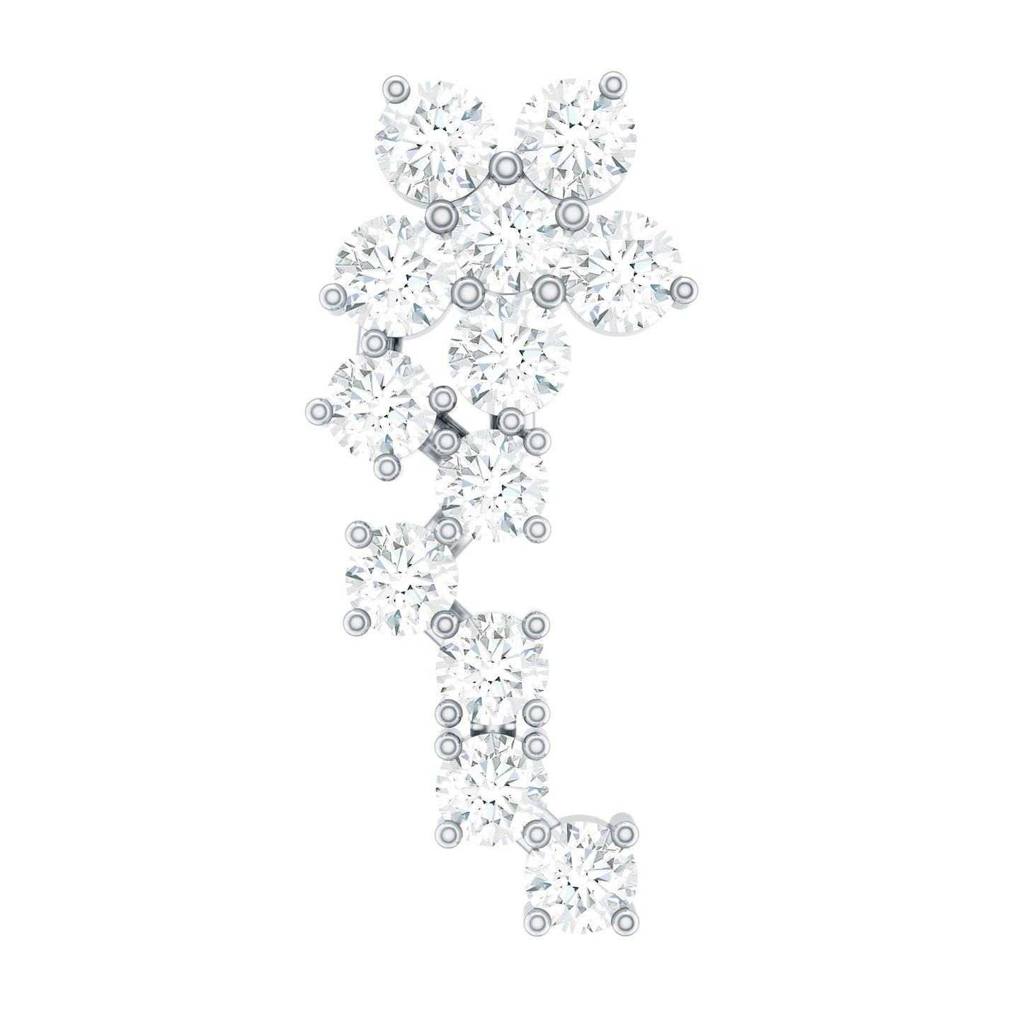 Moissanite Ear Crawler Earring for Cartilage Piercing