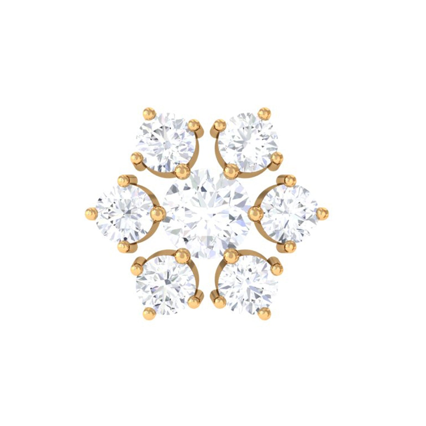 Round Cut Moissanite Cluster Floral Cartilage Earring