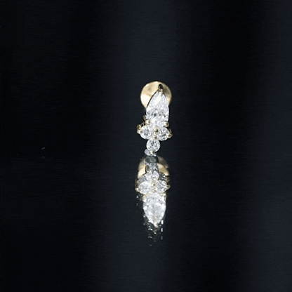 Pear and Round Diamond Earring for Helix Piercing