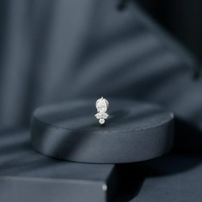 Pear and Round Diamond Earring for Helix Piercing