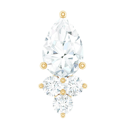Pear and Round Diamond Earring for Helix Piercing