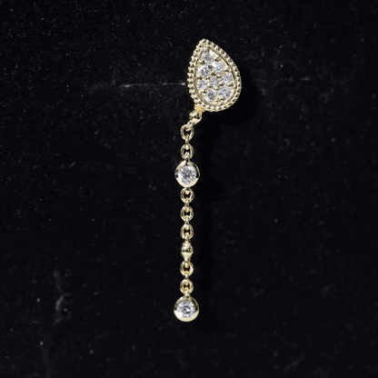 Natural Diamond Chain Dangle Earring for Cartilage Piercing