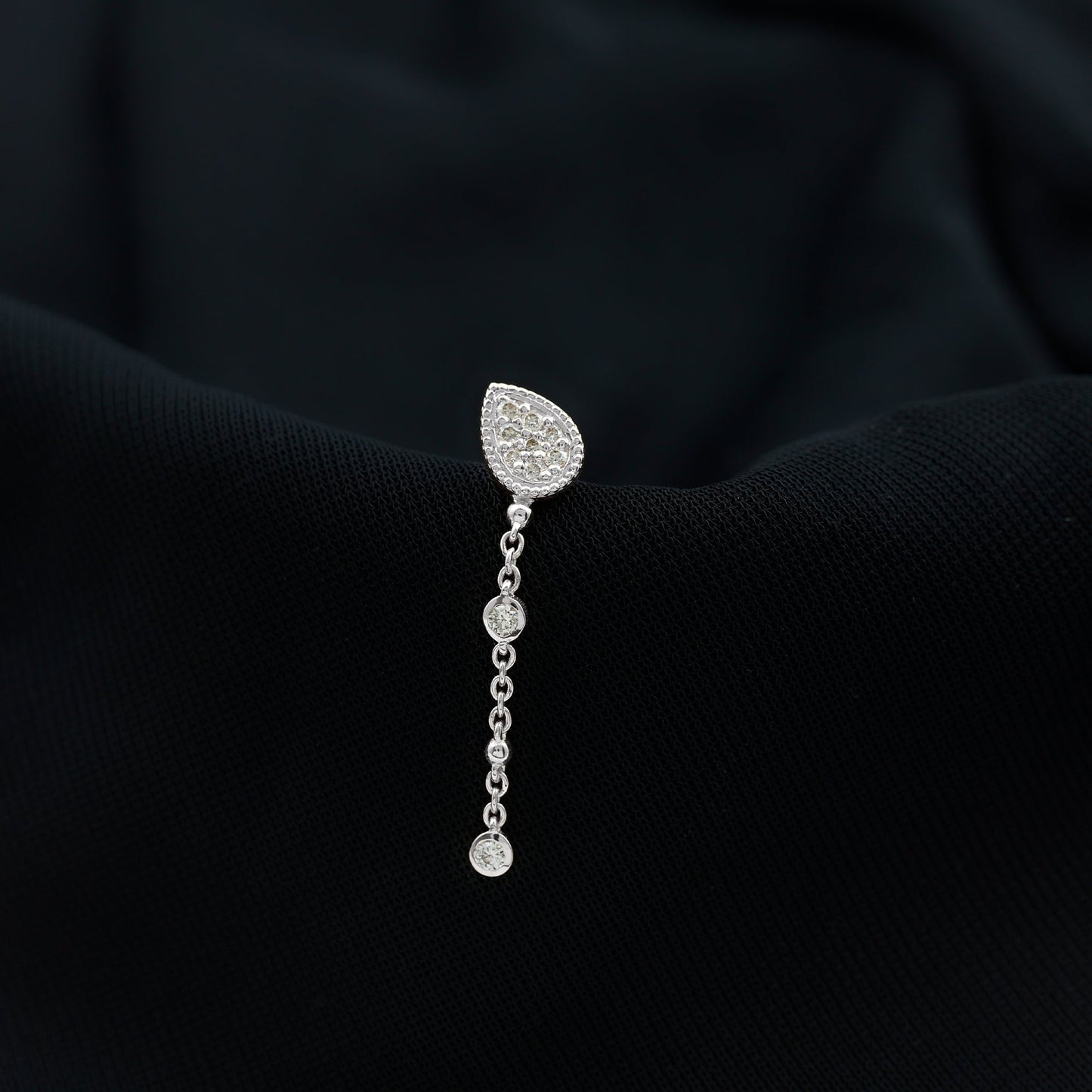 Natural Diamond Chain Dangle Earring for Cartilage Piercing