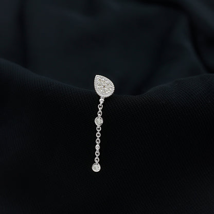 Natural Diamond Chain Dangle Earring for Cartilage Piercing