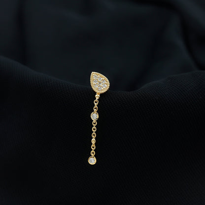 Natural Diamond Chain Dangle Earring for Cartilage Piercing