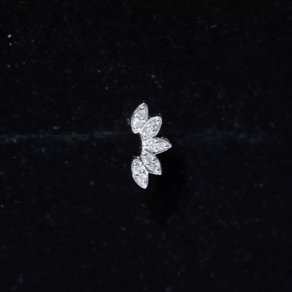 Natural Round Diamond Flower Earring for Helix Piercing