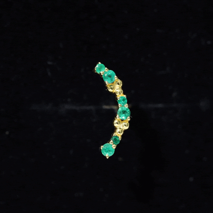 Natural Emerald Crawler Cartilage Earring with Beaded Details