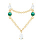 Moissanite Double Piercing Earring with Created Emerald