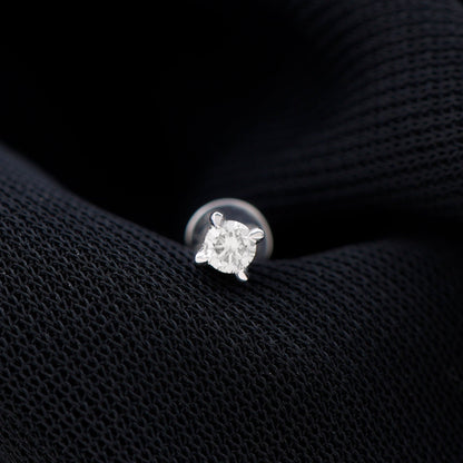 Dainty Round Diamond Conch Earring in Prong Setting