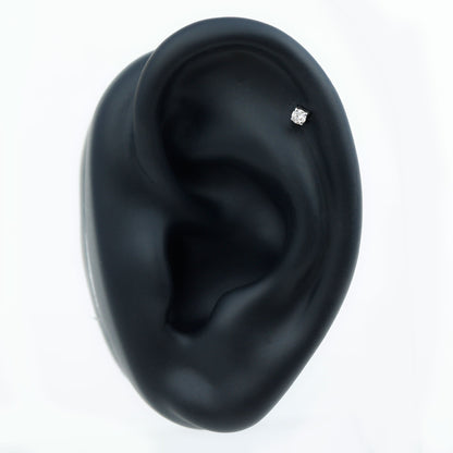 Dainty Round Diamond Conch Earring in Prong Setting