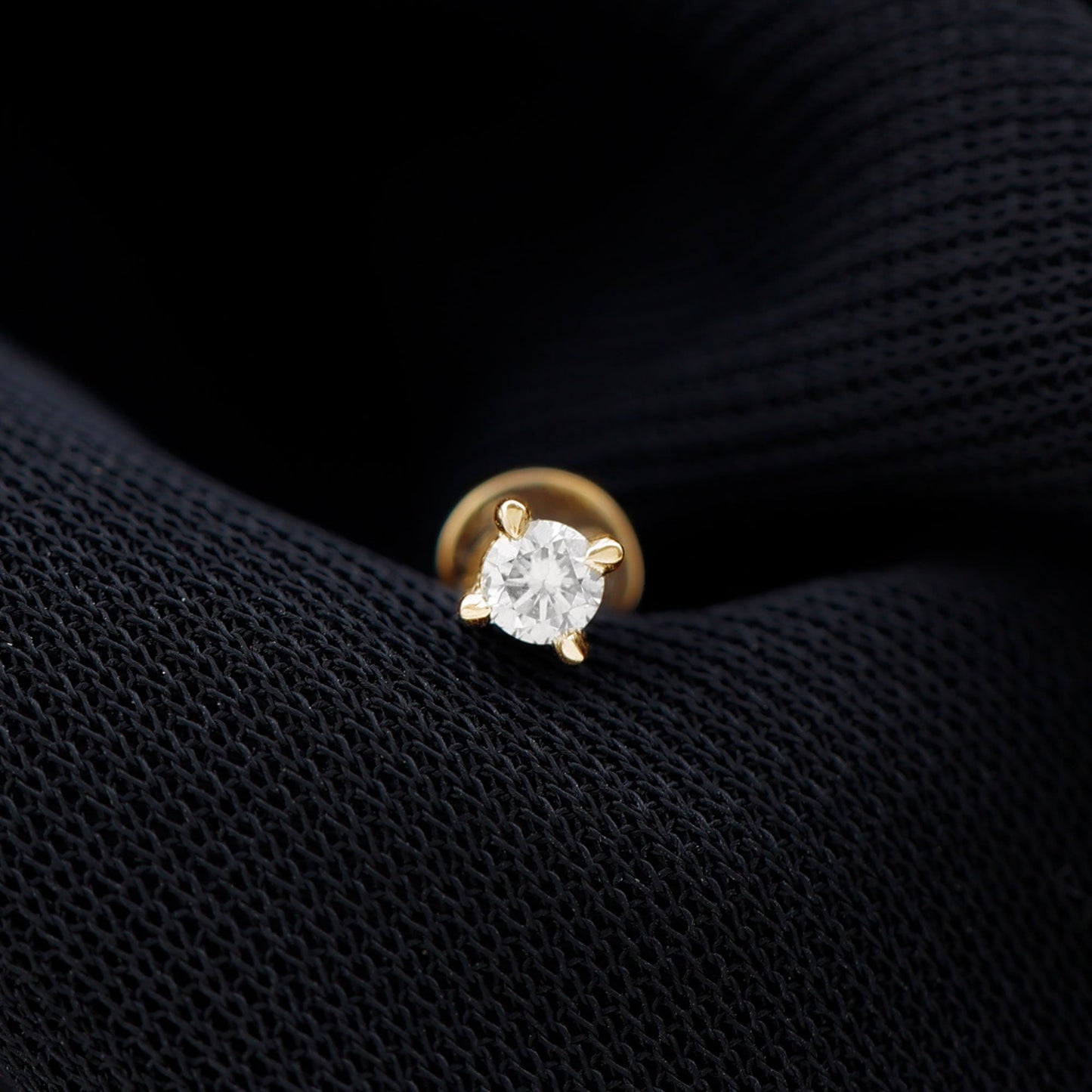 Dainty Round Diamond Conch Earring in Prong Setting