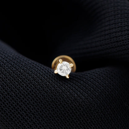 Dainty Round Diamond Conch Earring in Prong Setting