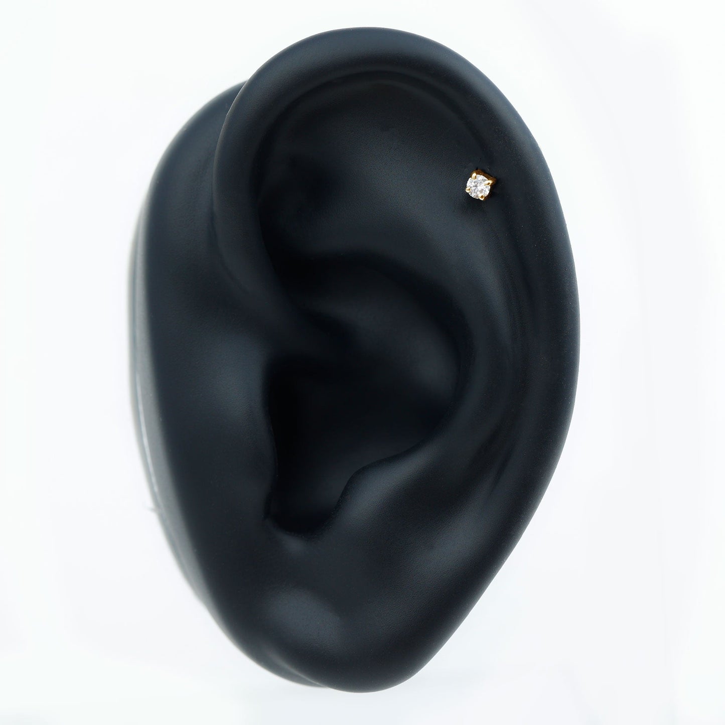 Dainty Round Diamond Conch Earring in Prong Setting