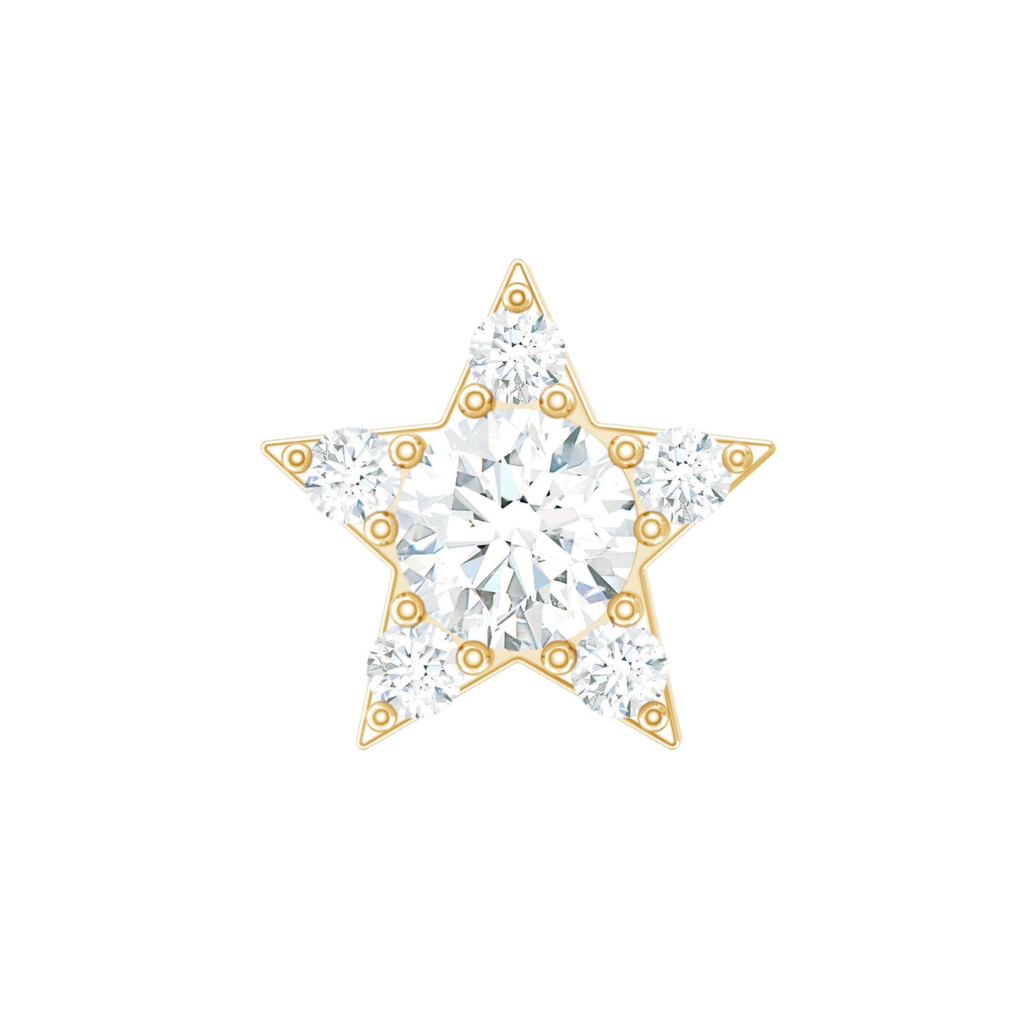 Dainty Moissanite Star Cartilage Earring with Flat Back