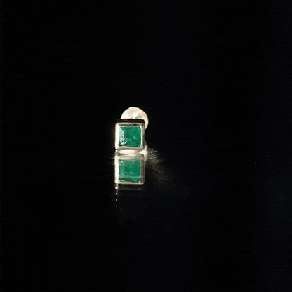 Real Princess Cut Emerald Helix Earring in Bezel Setting