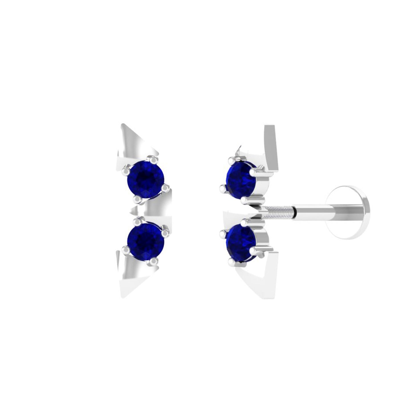 Blue Sapphire Ear Crawler Earring for Helix Piercing