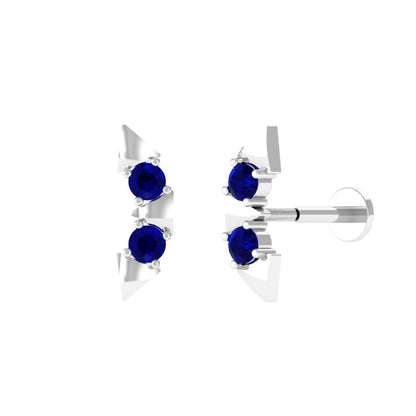 Blue Sapphire Ear Crawler Earring for Helix Piercing