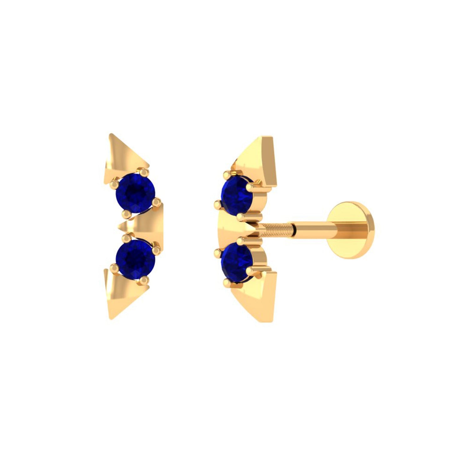 Blue Sapphire Ear Crawler Earring for Helix Piercing
