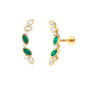 Marquise Emerald Crawler Earring with Moissanite