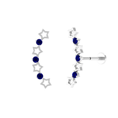 Natural Blue Sapphire Celestial Climber Earring