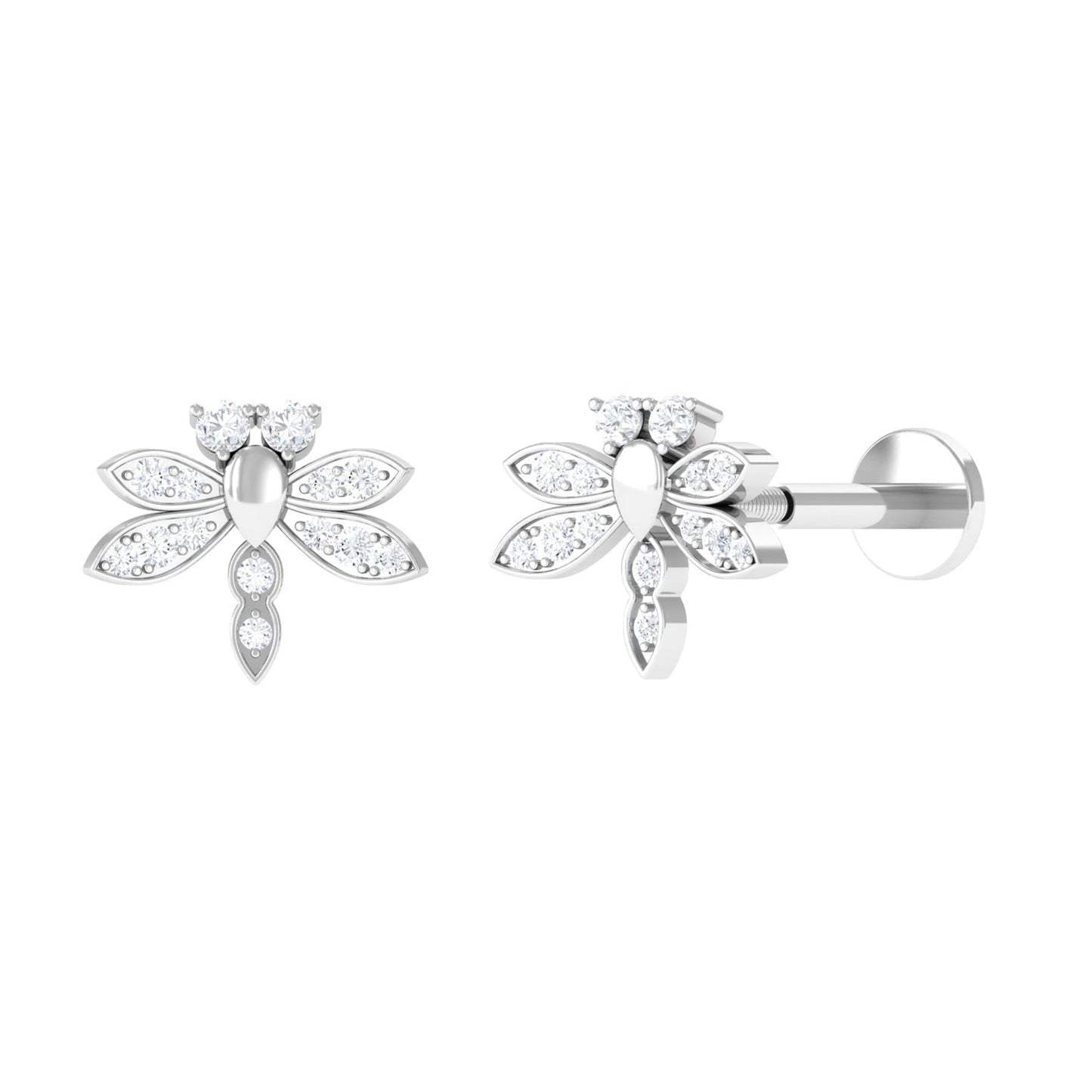 Diamond Dragon Fly Earring for Helix Piercing