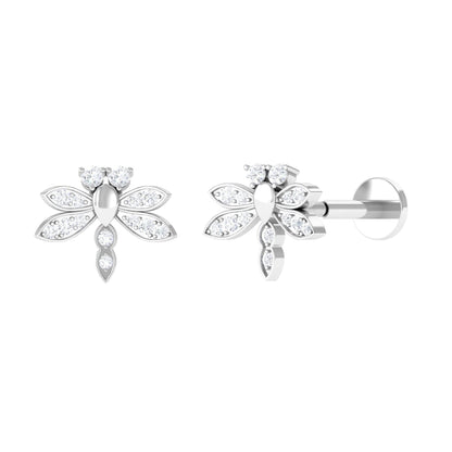 Diamond Dragon Fly Earring for Helix Piercing