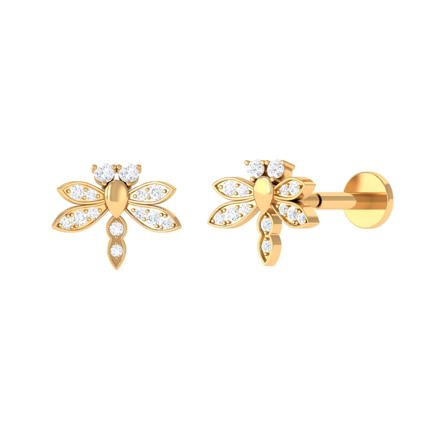 Diamond Dragon Fly Earring for Helix Piercing