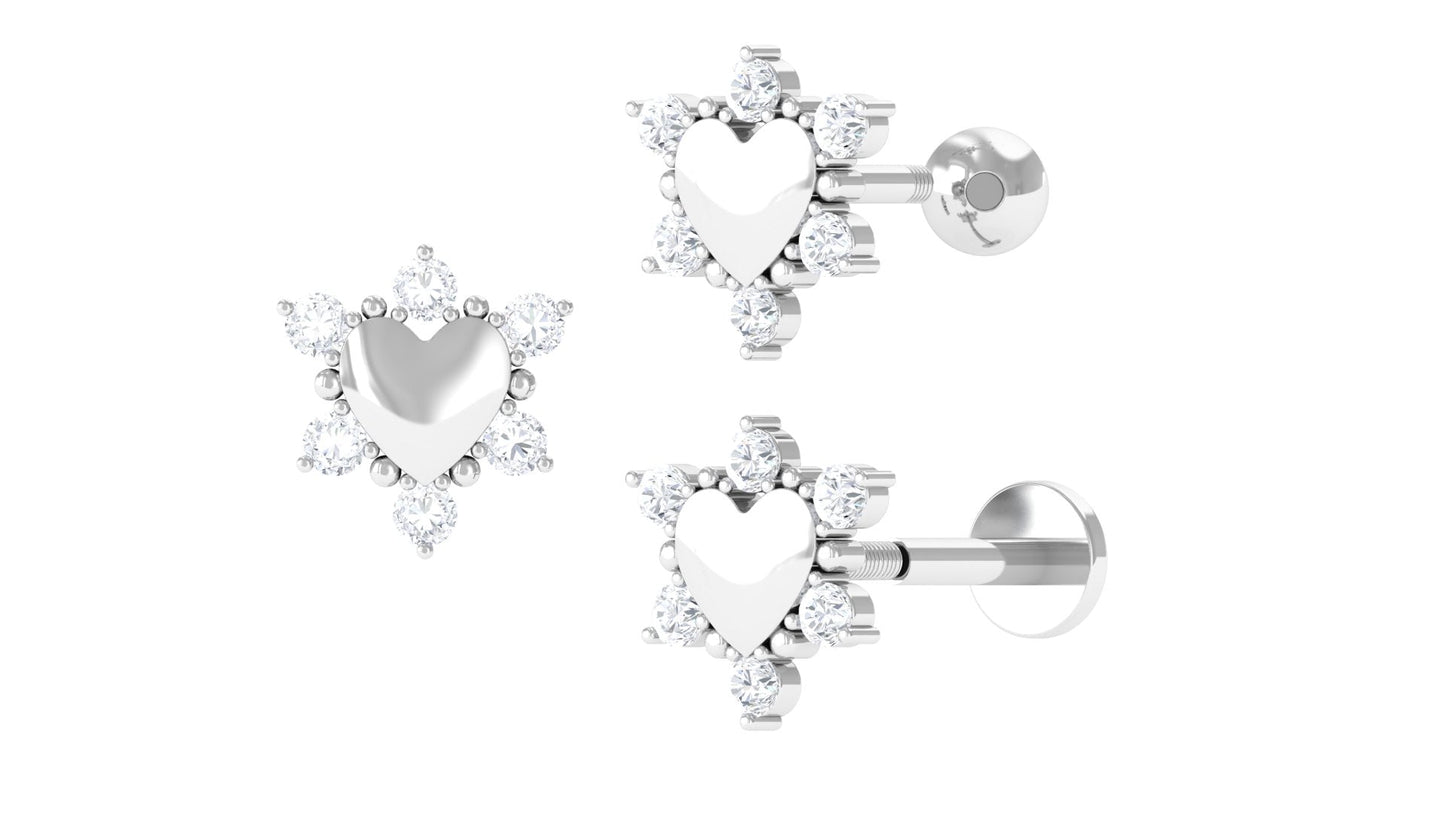 Diamond Heart Upper Lobe Earring